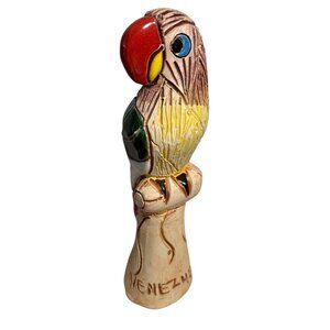 Handcrafted Ceramic Parrot Figurine From Venezuela 7.5"